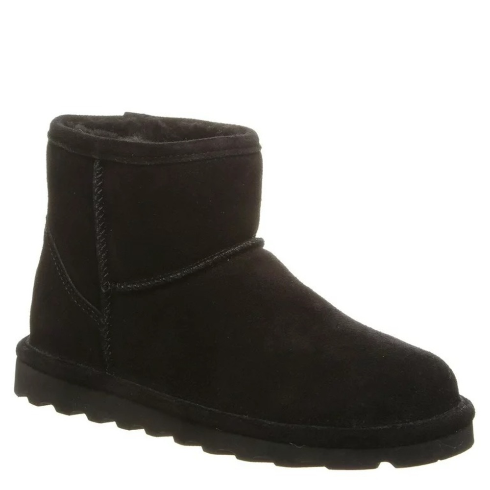 🐾 NEW Bearpaw Black Alyssa Short Fur Ankle Boots 🥾